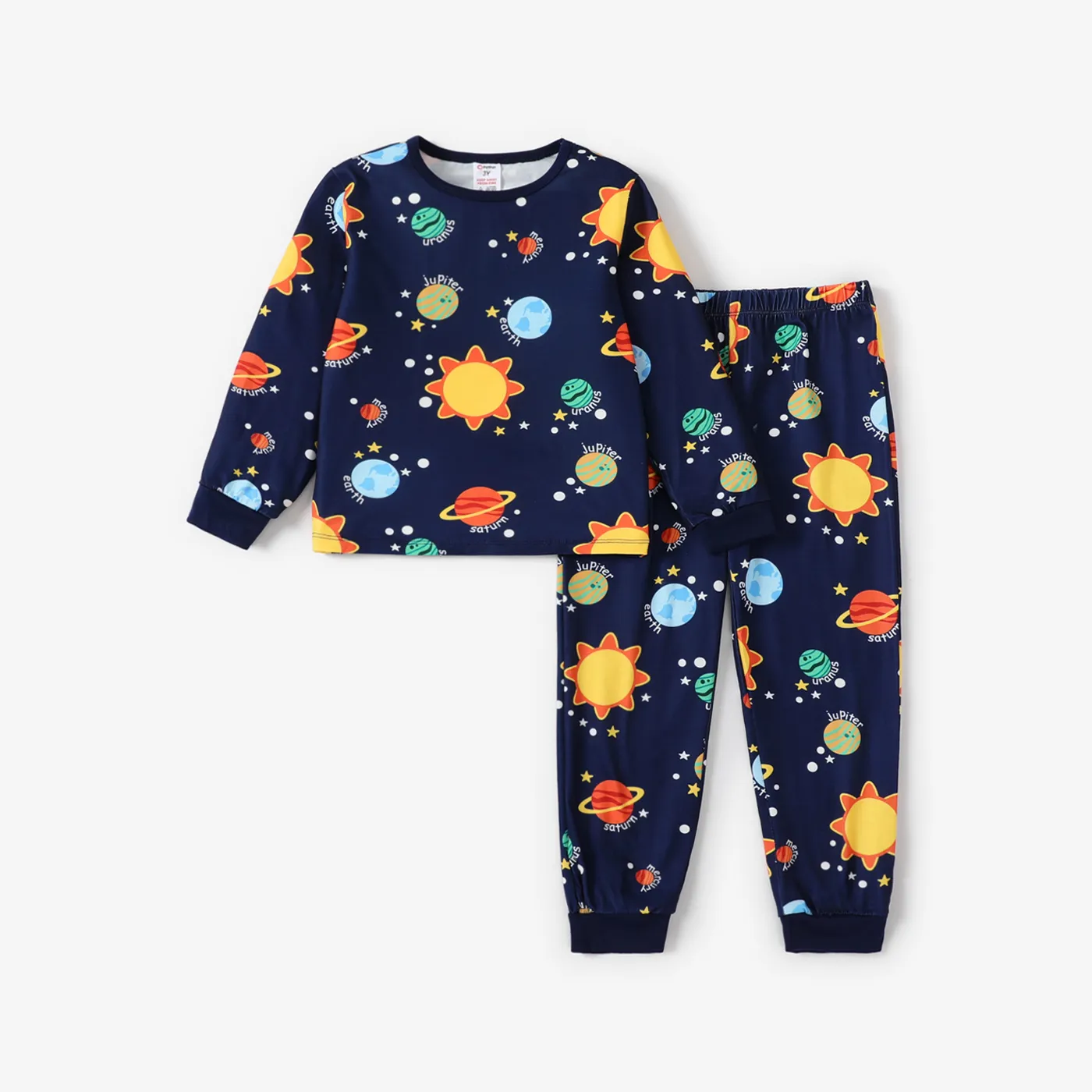 2pcs Toddler / Kid Boy Trendy Space Print Ensemble De Pyjama