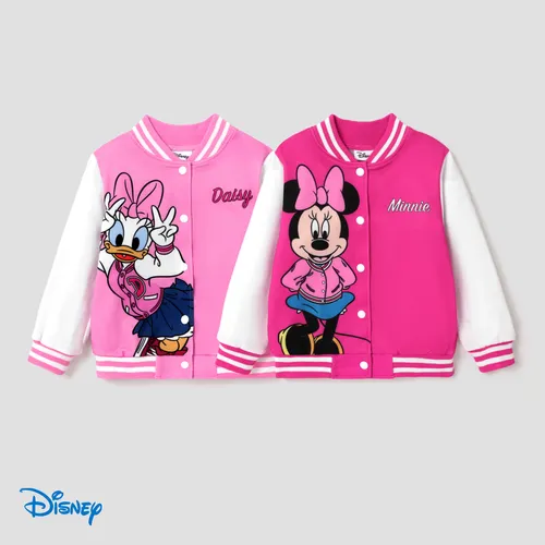 Disney Mickey and Friends Toddler/Kids Girl Letter Print Colorblock Bomber Jacket