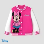 Disney Mickey and Friends Toddler/Kids Girl Letter Print Colorblock Bomber Jacket Hot Pink