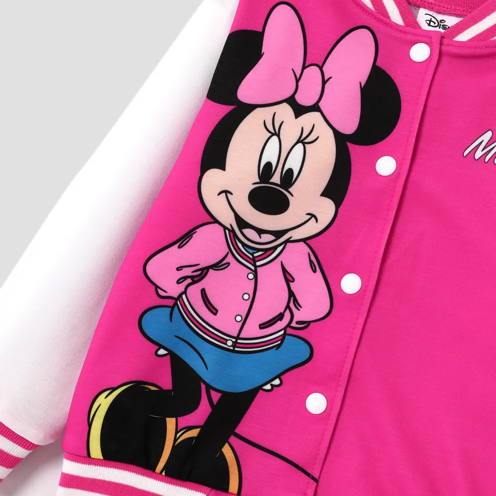 Disney Mickey and Friends Toddler/Kids Girl Letter Print Colorblock Bomber Jacket  big image 6