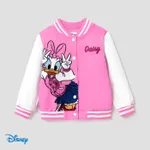 Disney Mickey and Friends Toddler/Kids Girl Letter Print Colorblock Lightweight Bomber Jacket Pink