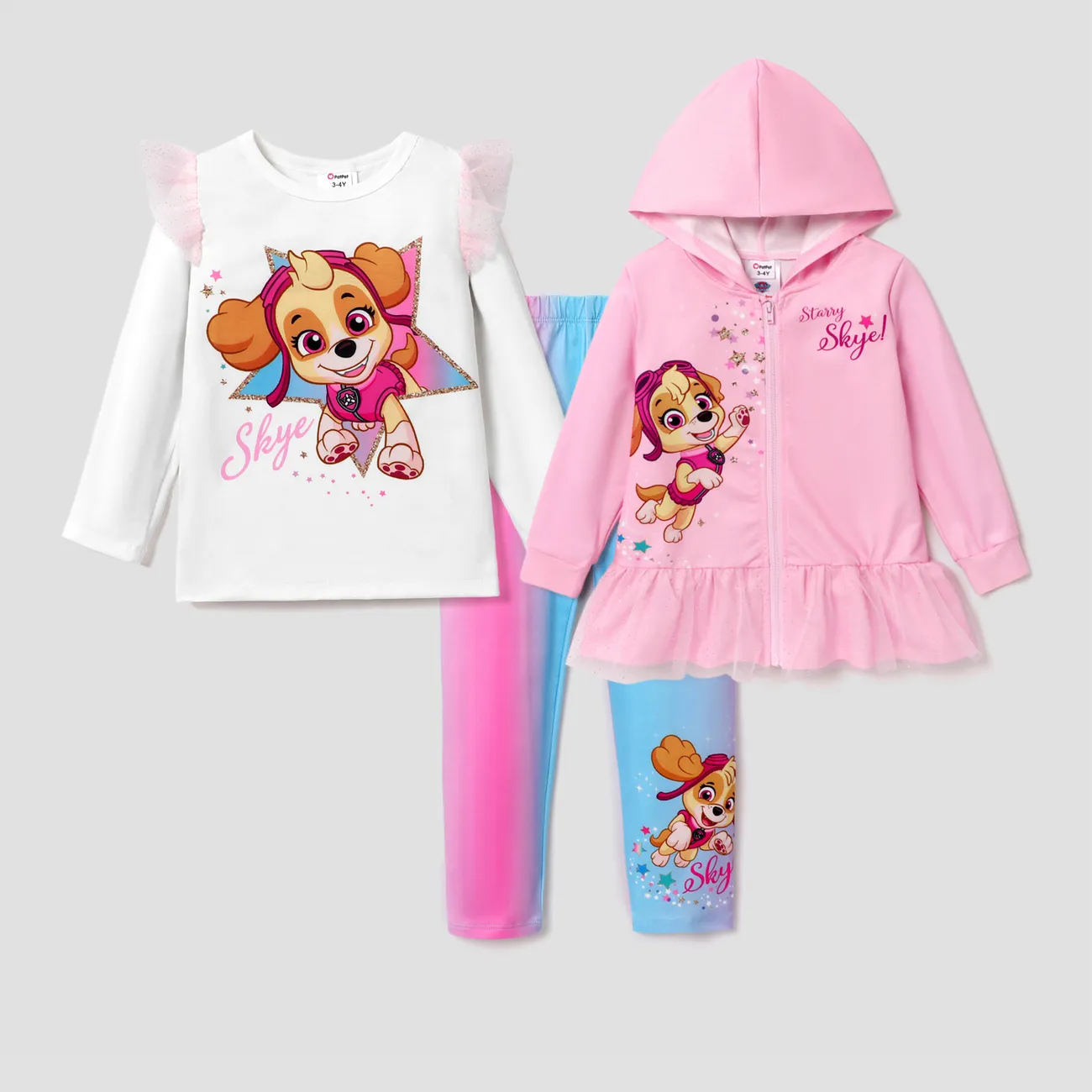 PAW Patrol Toddler Girl Character Print Hooded Jacket or Mesh Flutter-sleeve Sweatshirt or Colorful Print Leggings Pink big image 1