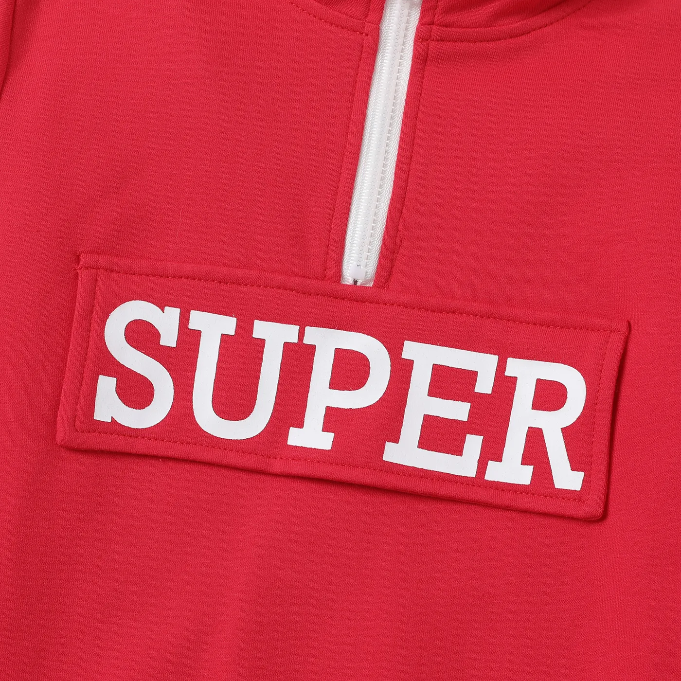2pcs Kid Boy Letter Print Zipper Design Red Sweatshirt and Elasticized Pants Set  image 3