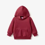 Toddler Boy/Girl Solid Color Textured Hoodie Sweatshirt Burgundy
