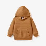 Toddler Boy/Girl Solid Color Textured Hoodie Sweatshirt Brown