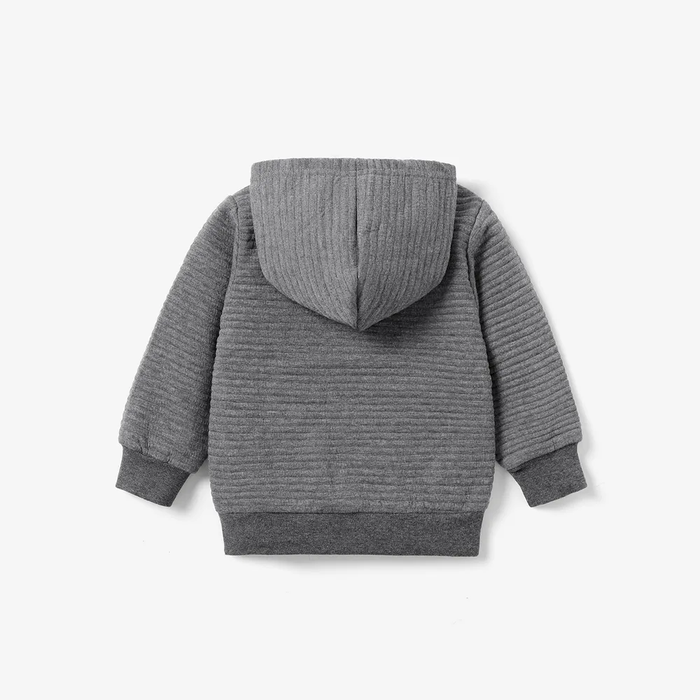 Toddler Boy/Girl Solid Color Textured Hoodie Sweatshirt big image 2