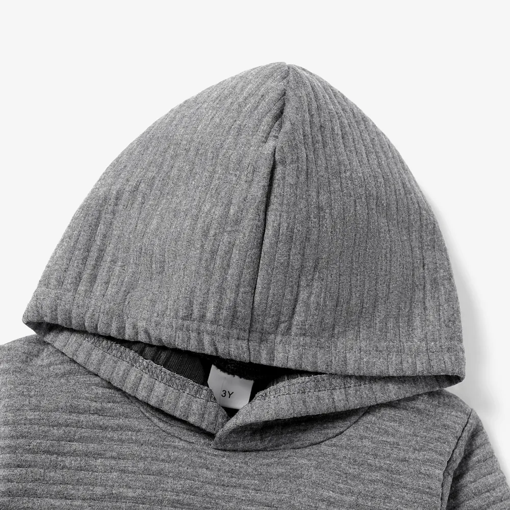 Toddler Boy/Girl Solid Color Textured Hoodie Sweatshirt big image 3