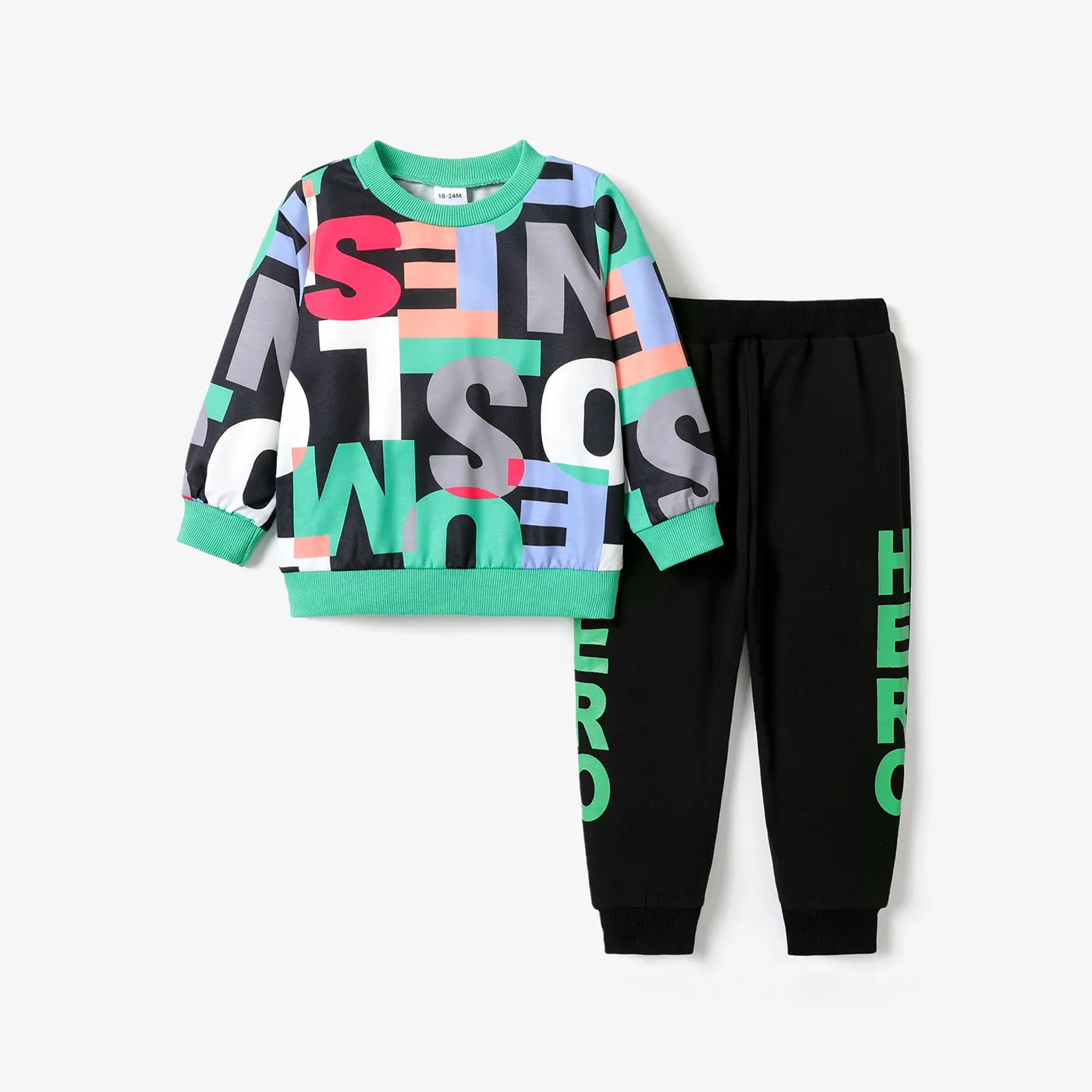 2-piece Toddler Boy Letter Print Pullover Sweatshirt and Pants Casual Set