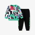 2-piece Toddler Boy Letter Print Pullover Sweatshirt and Pants Casual Set  image 4