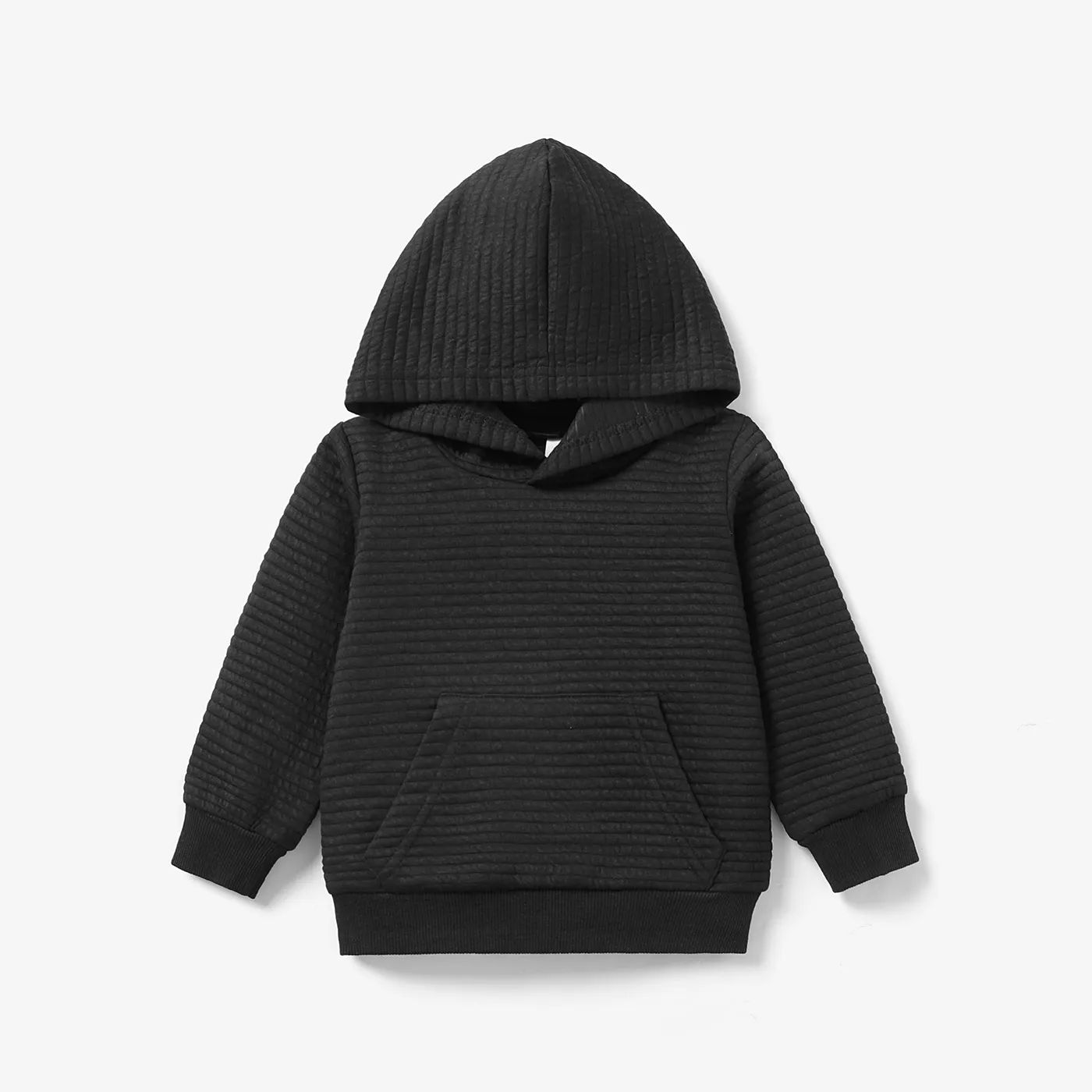 Toddler Boy/Girl Solid Color Textured Hoodie Sweatshirt Black