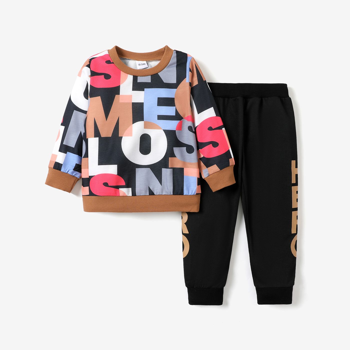 2-piece Toddler Boy Letter Print Pullover Sweatshirt and Pants Casual Set