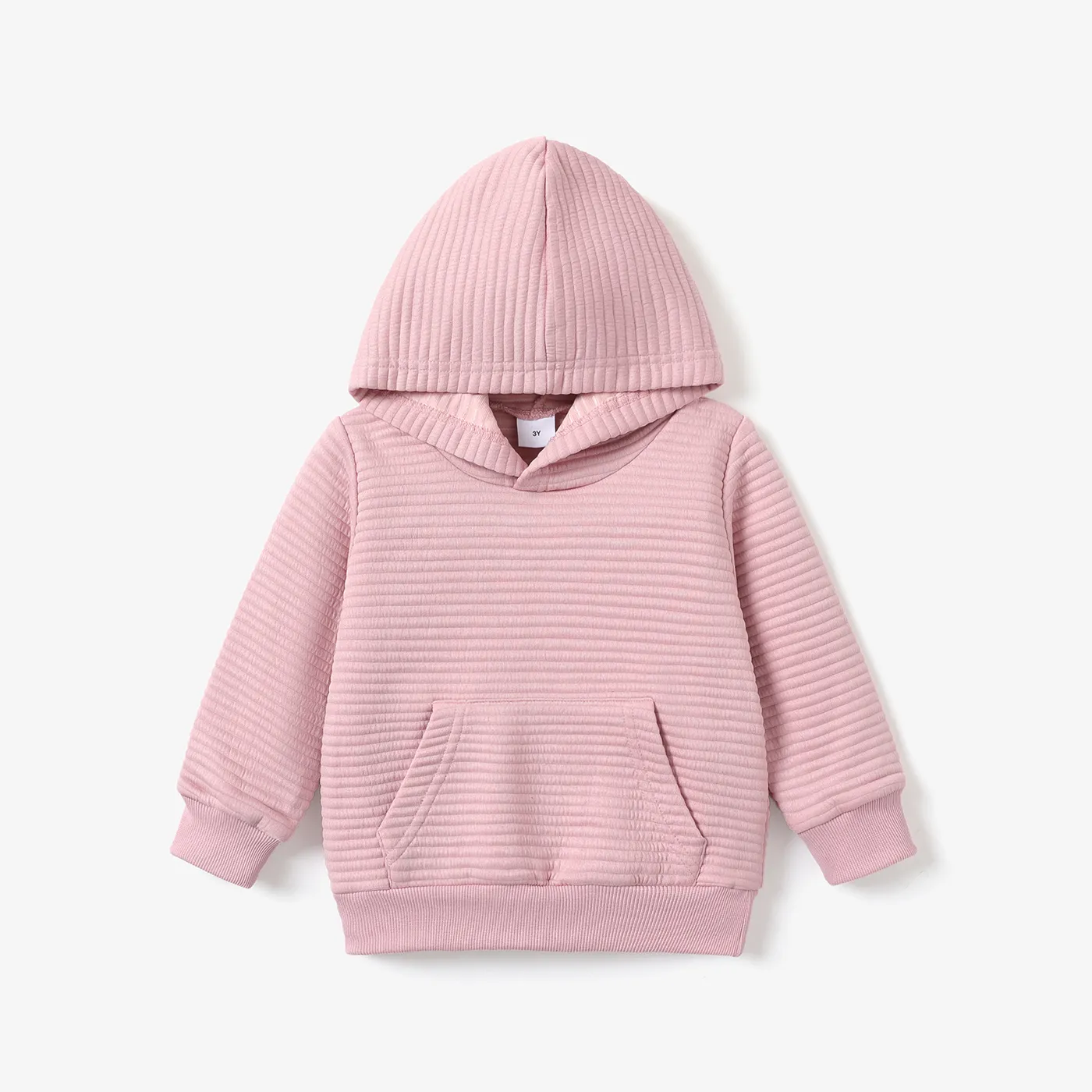 Toddler Boy/Girl Solid Color Textured Hoodie Sweatshirt Pink