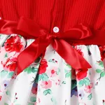 Toddler Girl Plants and Floral Pattern Sweet Flutter Sleeve Waist Tie Design Dress   image 4