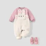 Baby Girl 3D Cute Rabbit Pattern Jumpsuit/Socks Pink image 2