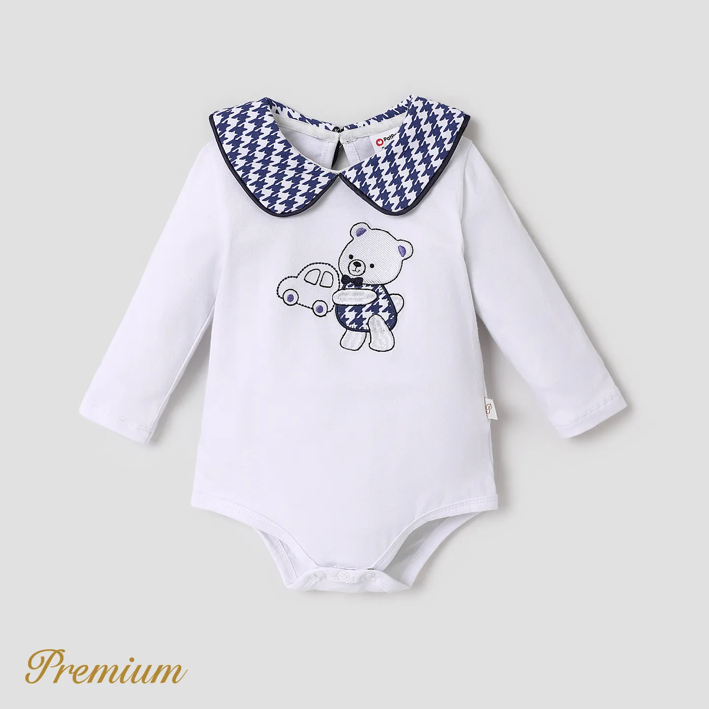 Baby Girl/Boy Cute Animal Pattern Bear Romper Blue big image 1