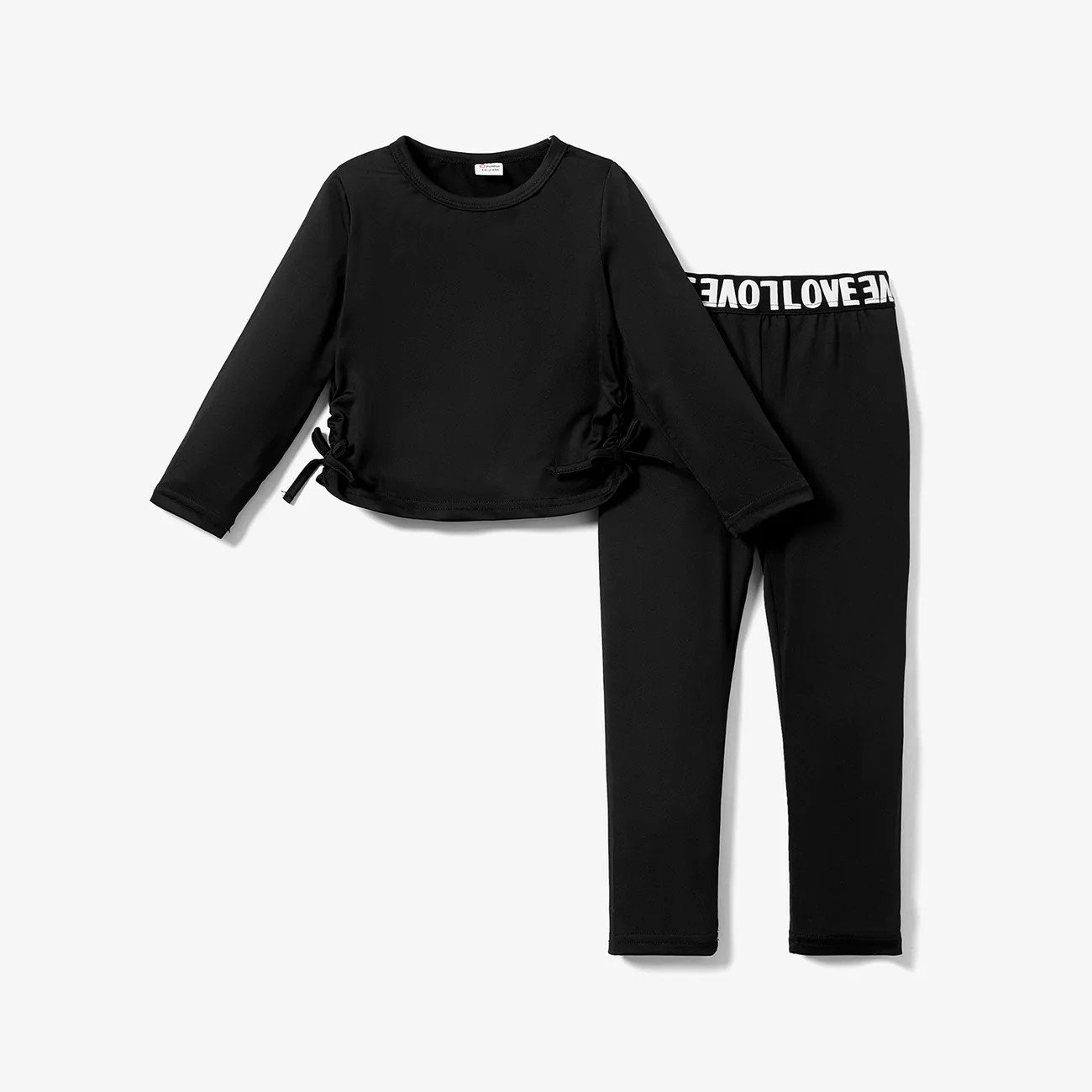 2 Stück Kleinkinder Mädchen Kordelzug Basics T-Shirt-Sets schwarz big image 1