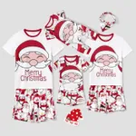 Christmas Santa and Snowman Print Family Matching Short-sleeve Tops and Shorts Pajamas Sets (Flame Resistant)  image 3