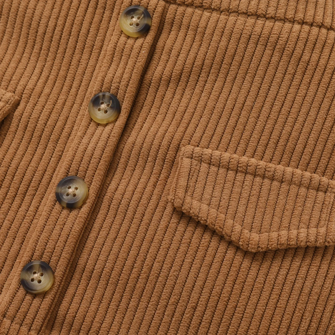 2pcs Baby Girl Solid Button Design Suit-Dress Brown image 4