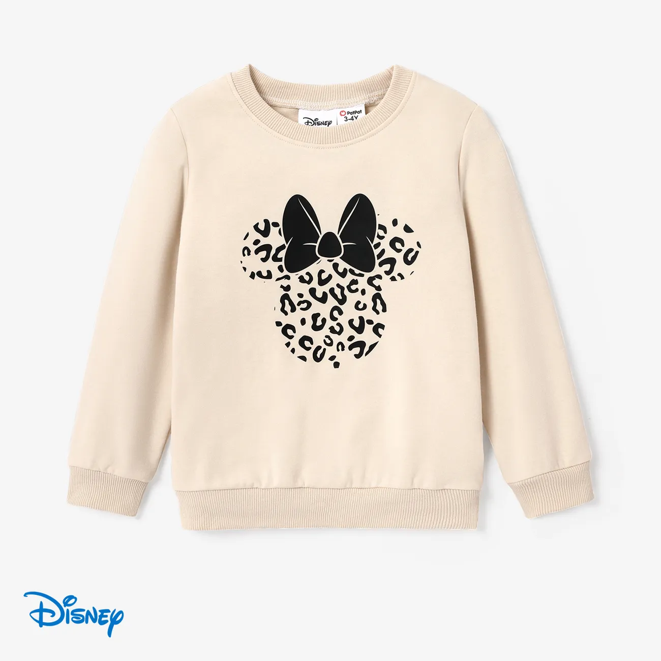 Disney Mickey and Friends Mommy and Me Character Leopard Print Long-sleeve Sweatshirt  Apricot big image 1