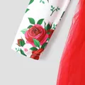 Toddler Girl Floral Print Bowknot Design Mesh Splice Long-sleeve Dress  image 4