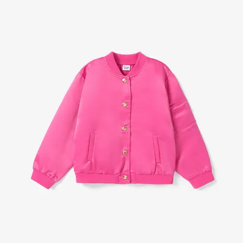 Kid Girl Solid Color Button Design Avant-garde Jacket