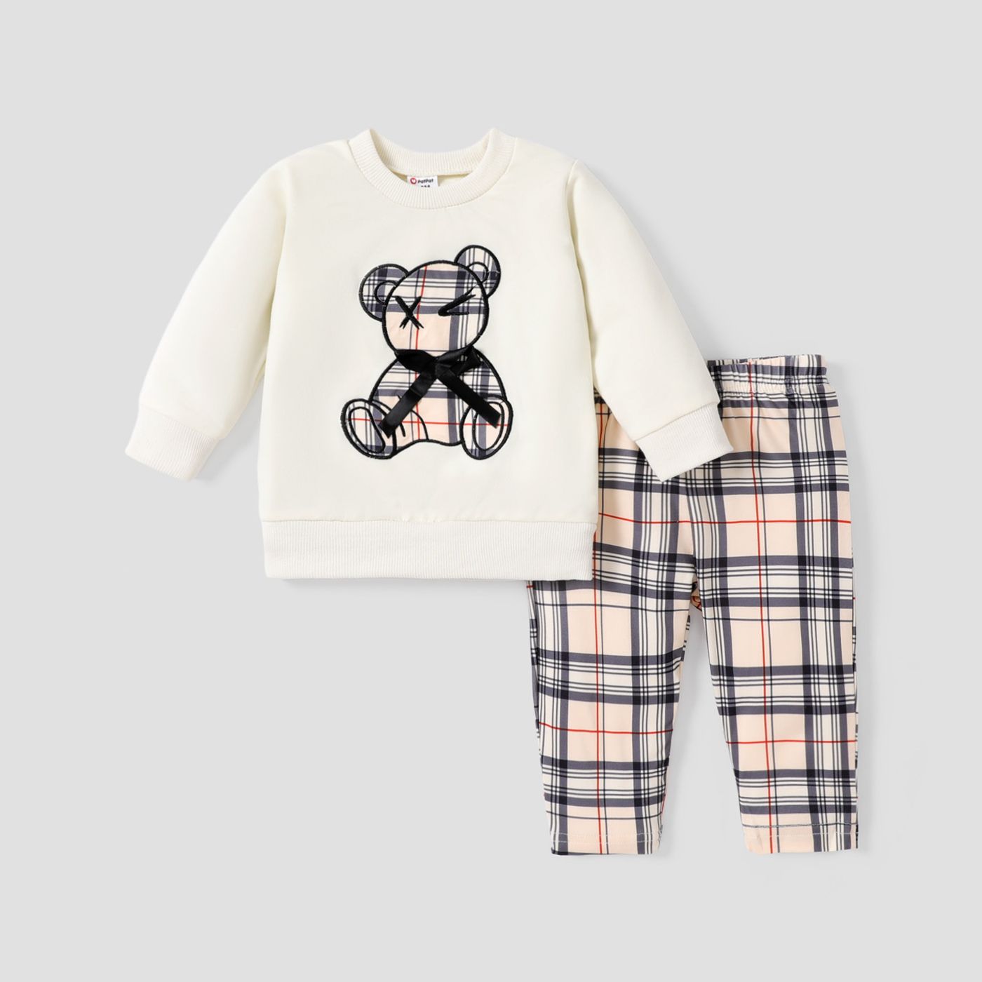 2pcs Baby Girl Sweet Bear Pattern Long Sleeve Set
