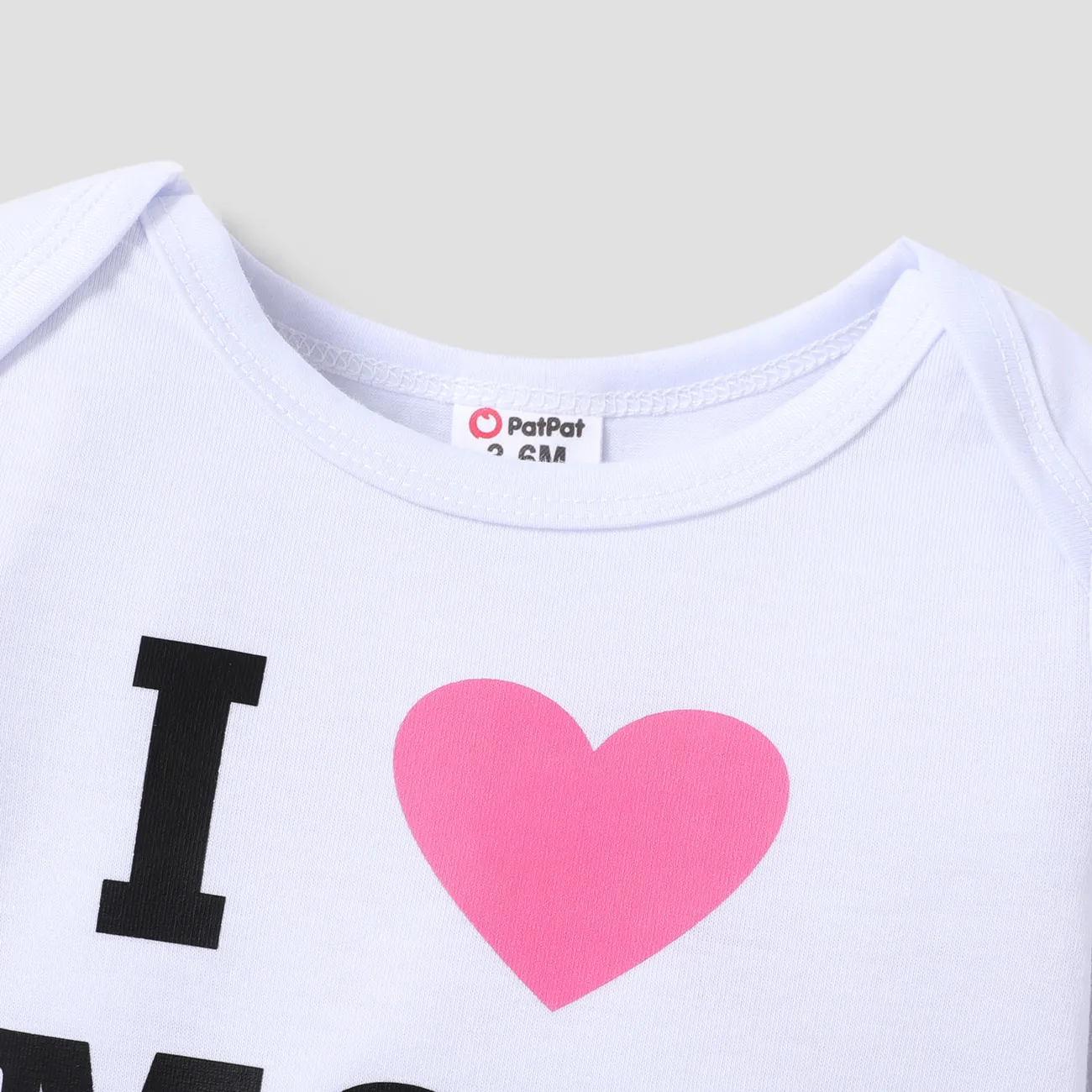 2pcs Baby Girl Love Heart and Letter Print Long-sleeve Romper with Trousers Set White big image 1