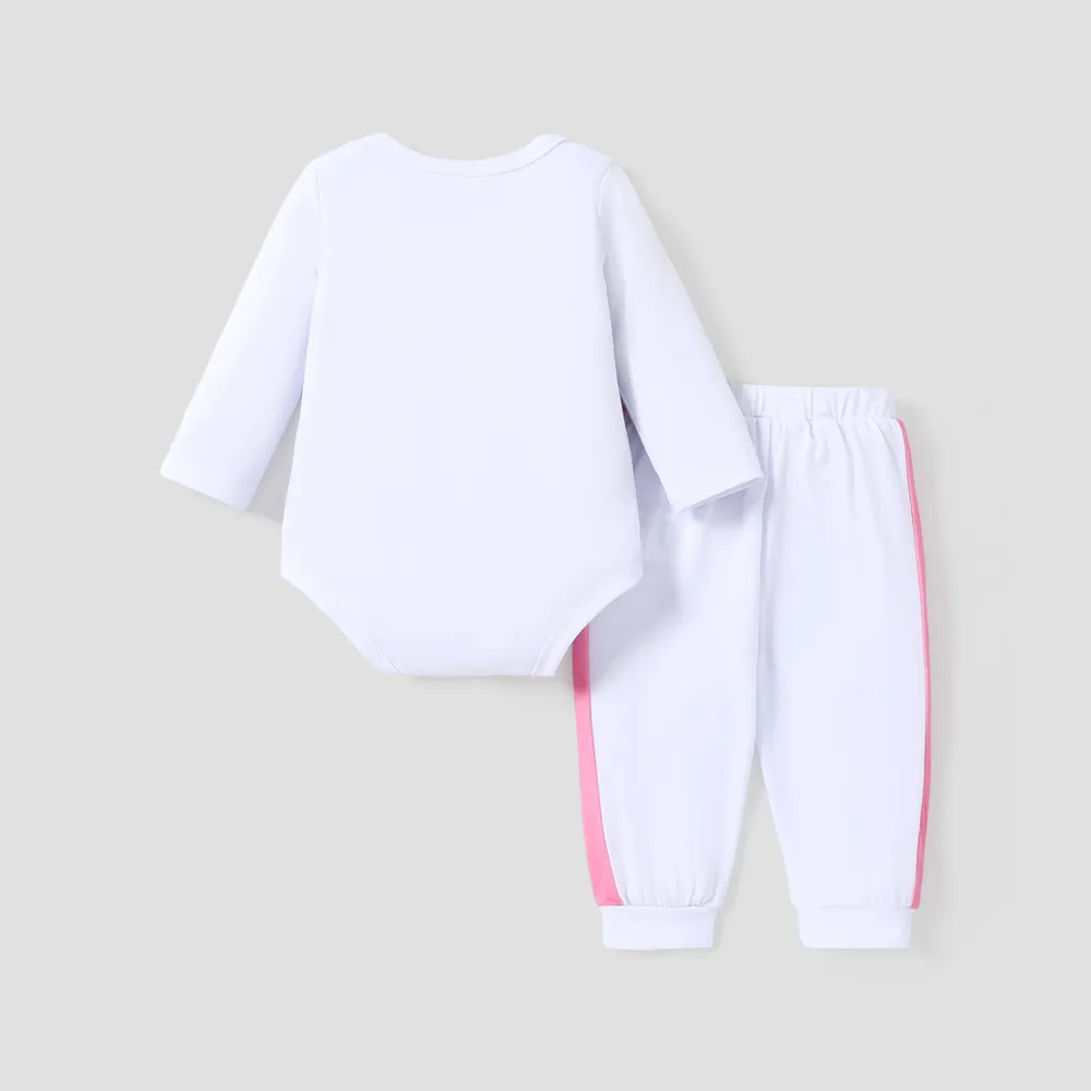 2pcs Baby Girl Love Heart and Letter Print Long-sleeve Romper with Trousers Set big image 2