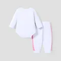 2pcs Baby Girl Love Heart and Letter Print Long-sleeve Romper with Trousers Set  image 2