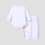 2pcs Baby Girl Love Heart and Letter Print Long-sleeve Romper with Trousers Set White image 2