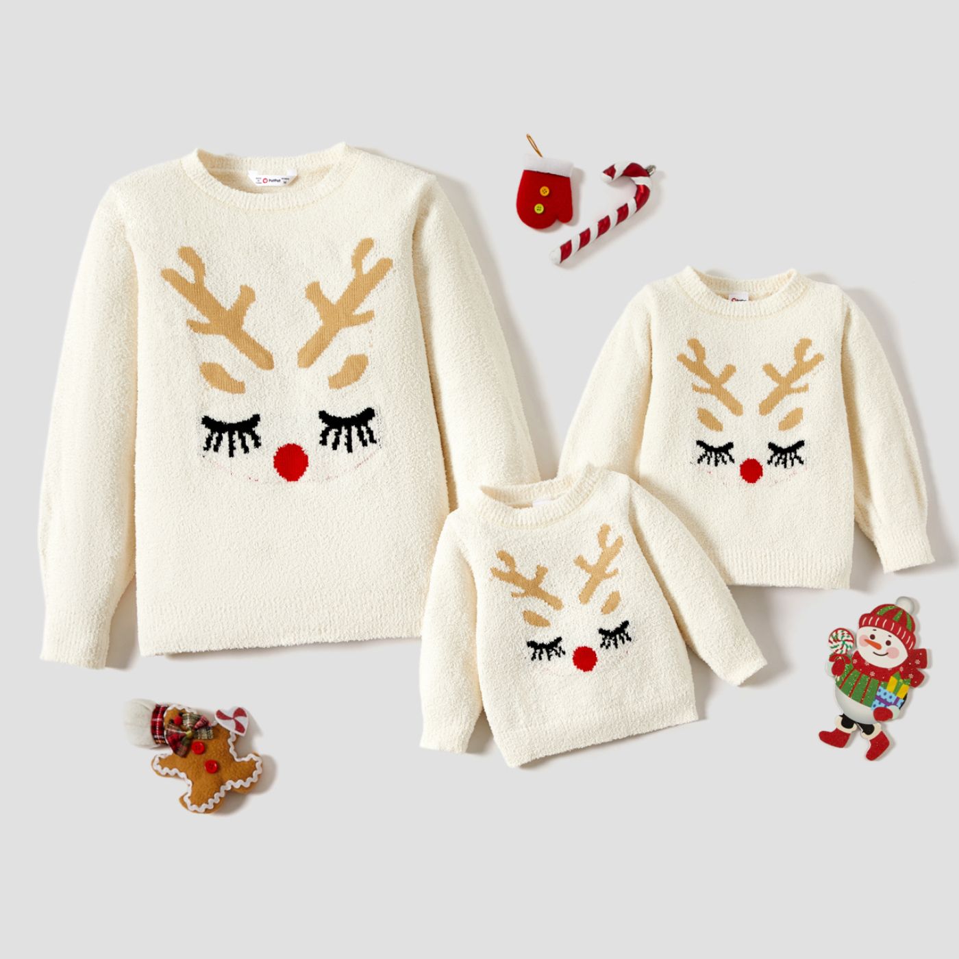 Christmas Mommy And Me Cute Deer Print Warm Sweaters
