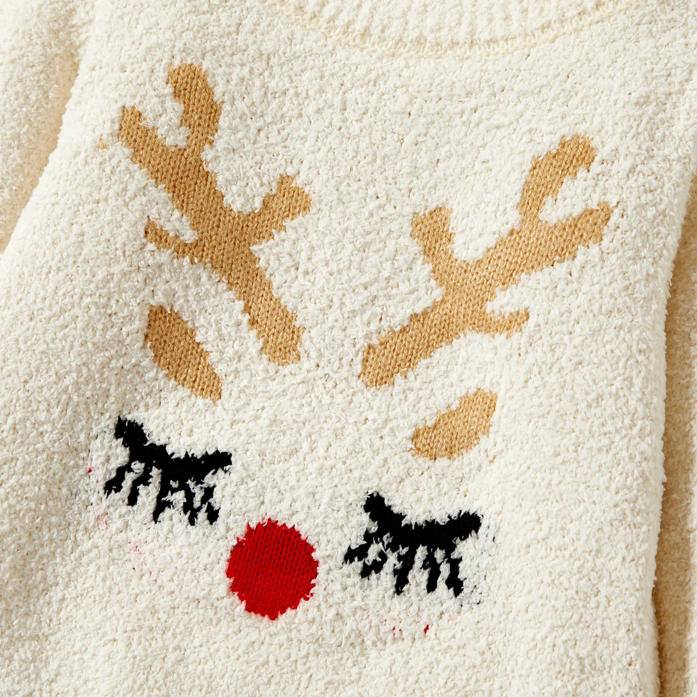 Christmas Mommy and Me Cute Deer Print Warm Sweaters  White image 4