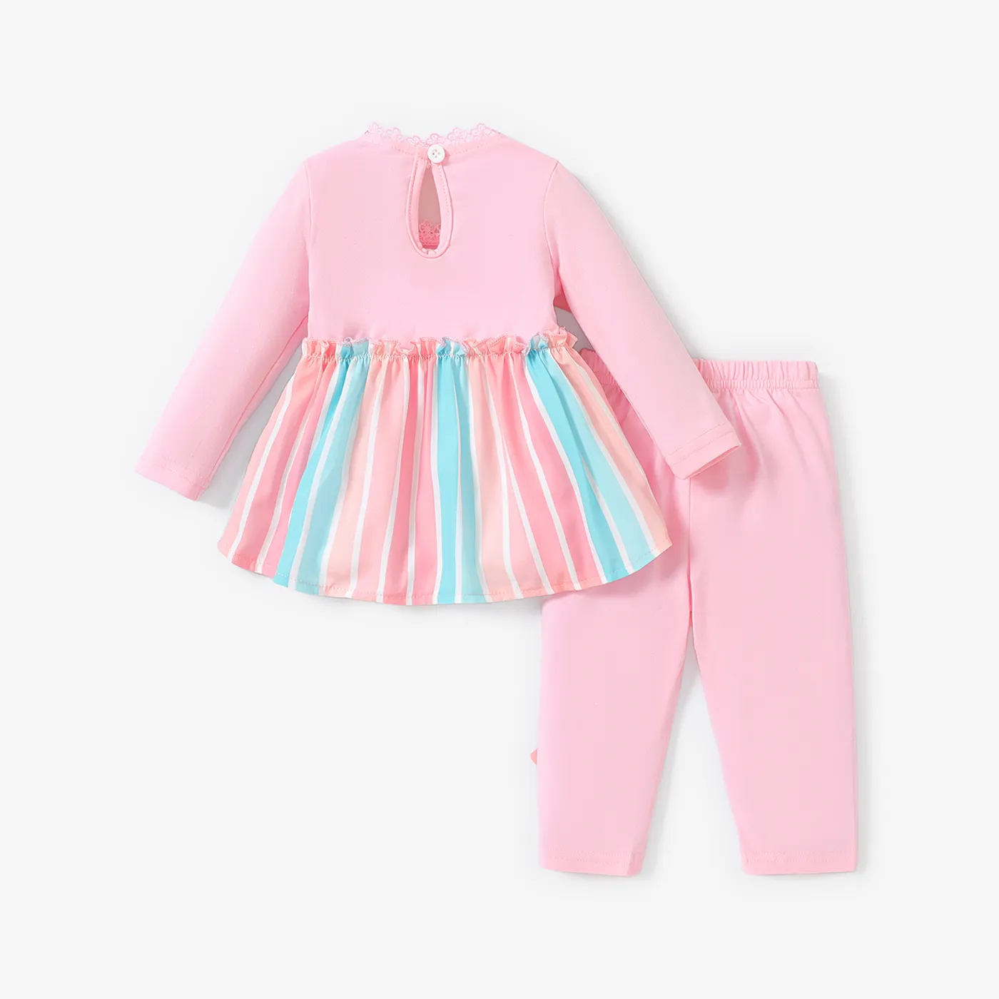 2pcs Baby Girl Sweet Stripe Long Sleeve Set  image 2