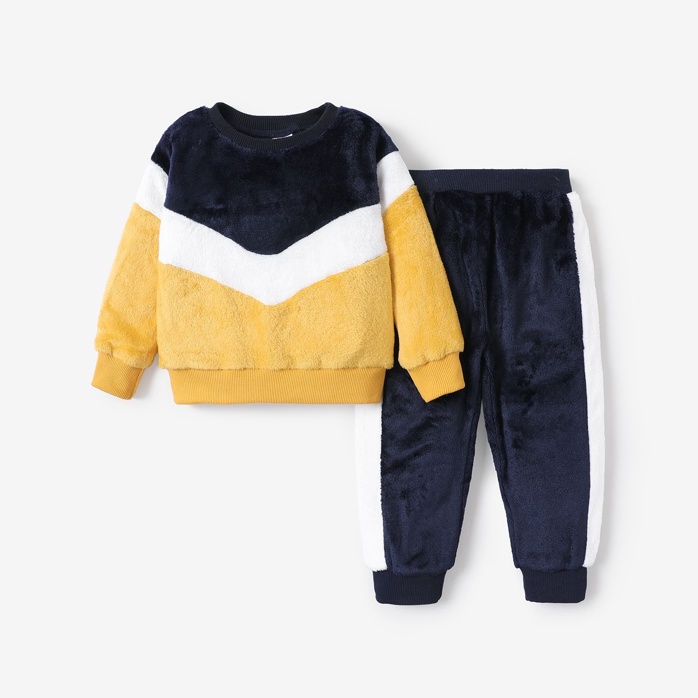 

2pcs Classic Solid Color Toddler Boy Set with Fabric Stitching