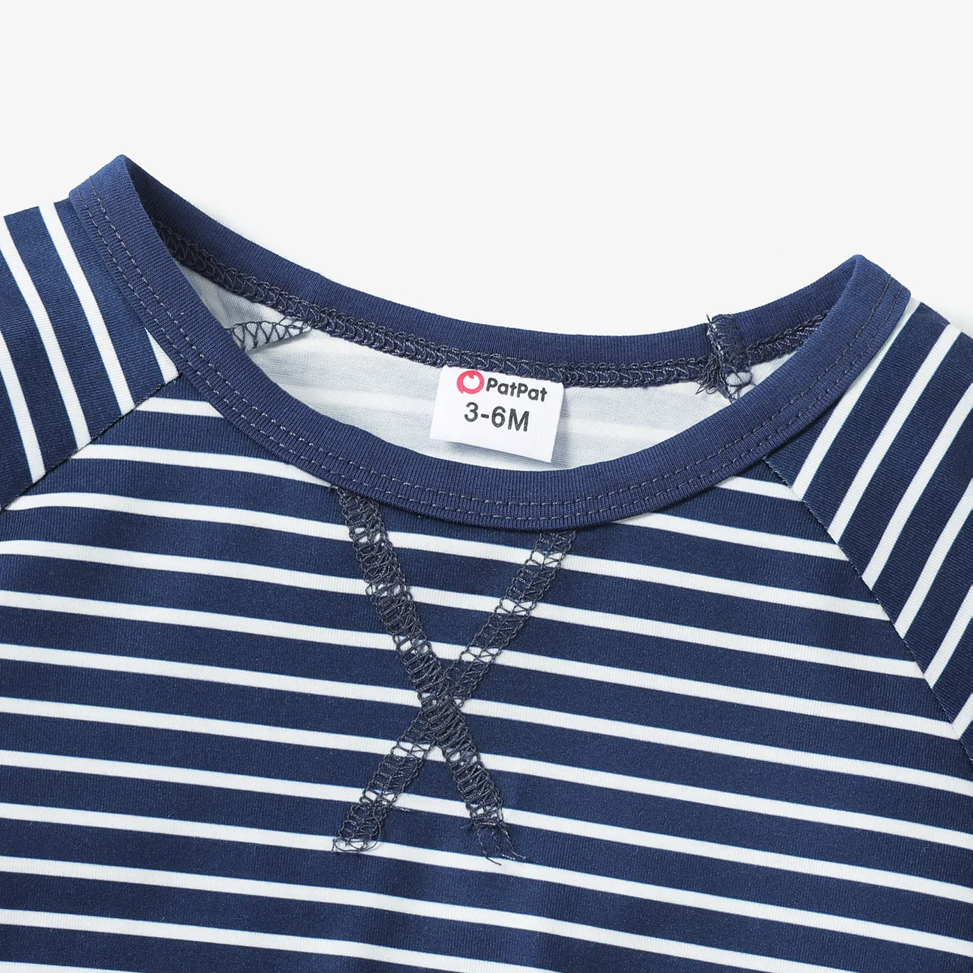 2pc Baby Girl/Boy Casual Stripe Long Sleeve Set Dark Blue image 3