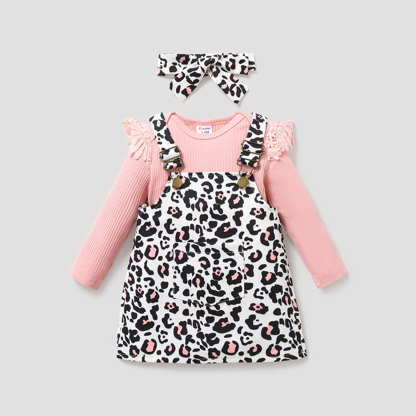 

3PCS Baby Girl Sweet Ruffle Edge Leopard Dress Set