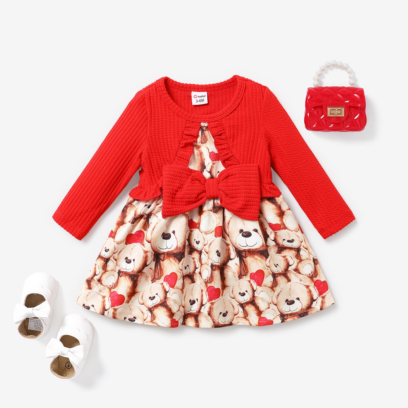 

Baby Girl Sweet Animal Pattern Bear Tactile 3D Long Sleeve Dress