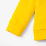 2-piece Kid Boy Letter Animal Print Fleece Lined Hoodie Sweatshirt and Pants Set Yellow image 6