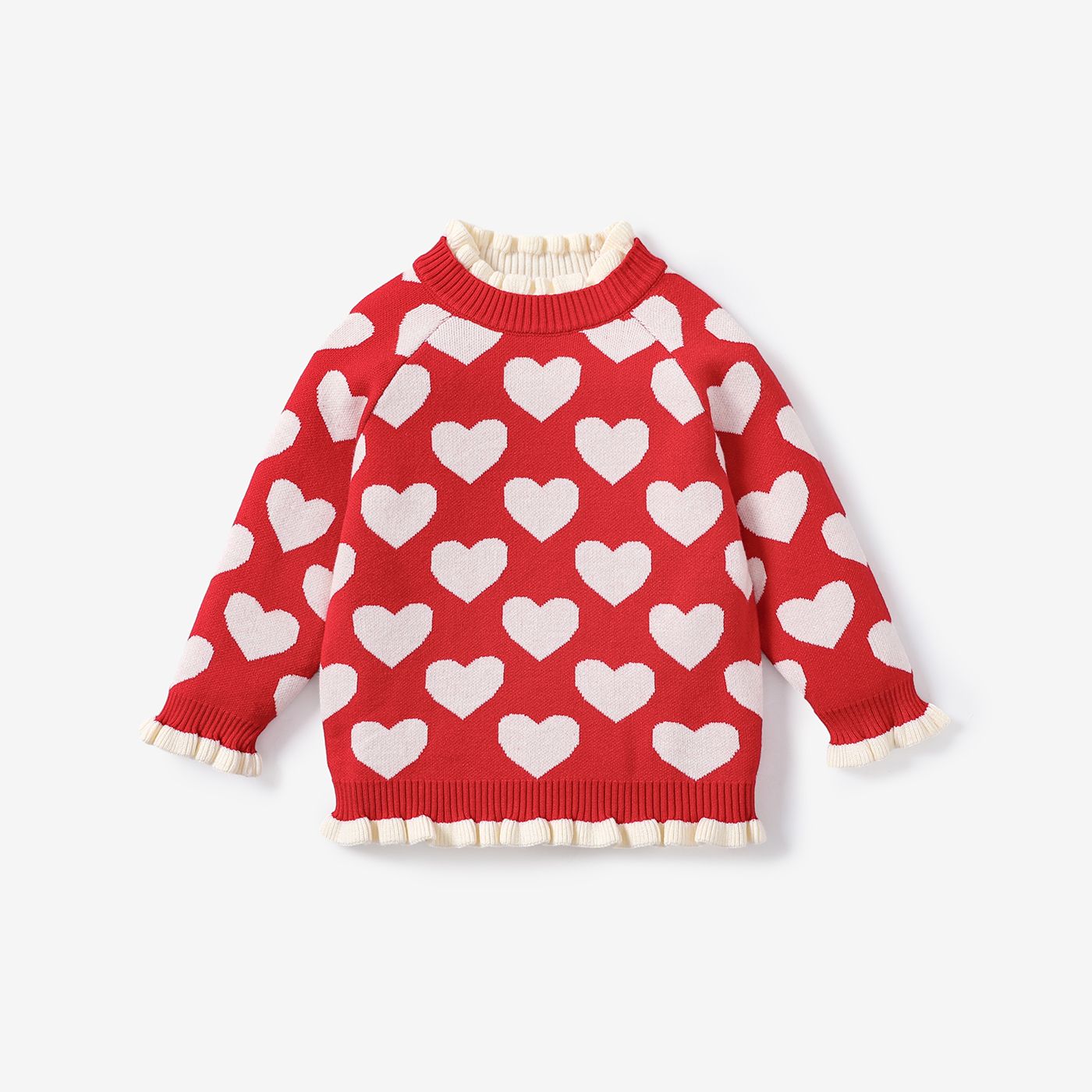 Toddler Girls Sweet Heart-shaped Faux Layered Design Sweater