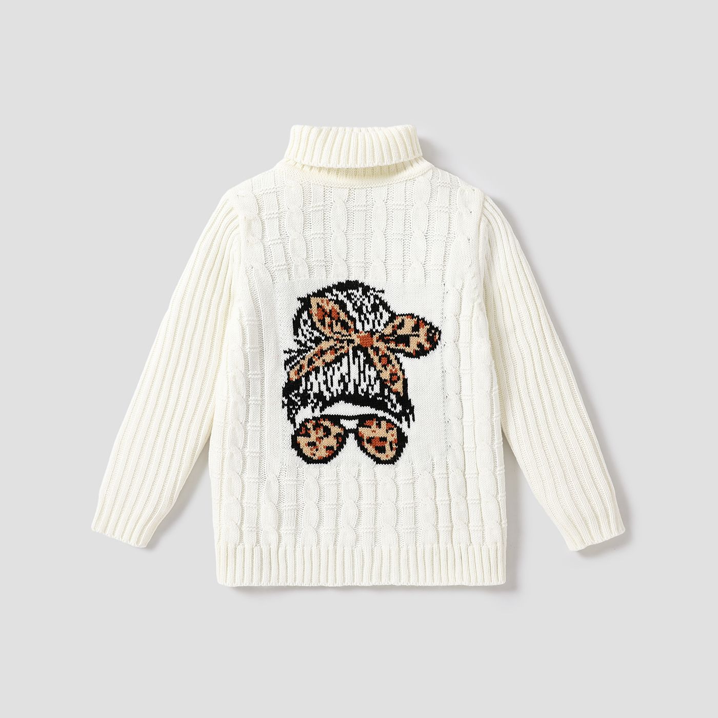 Kid Girl Sweet Acrylic Knitwear Character Pattern Cardigan Sweater