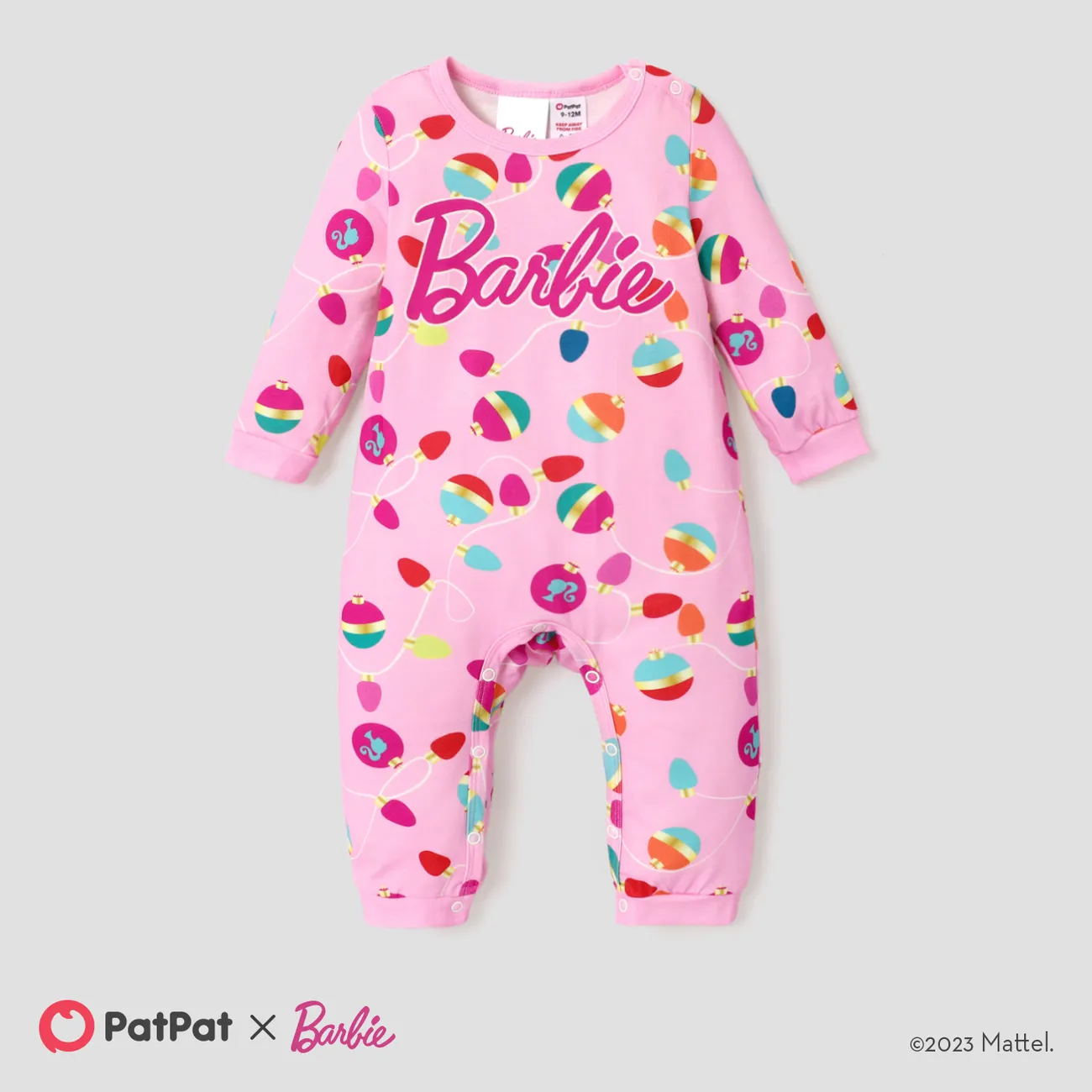 Barbie Mom and Me Christmas Pattern Print Pajamas Sets (Flame Resistant) Pink big image 1