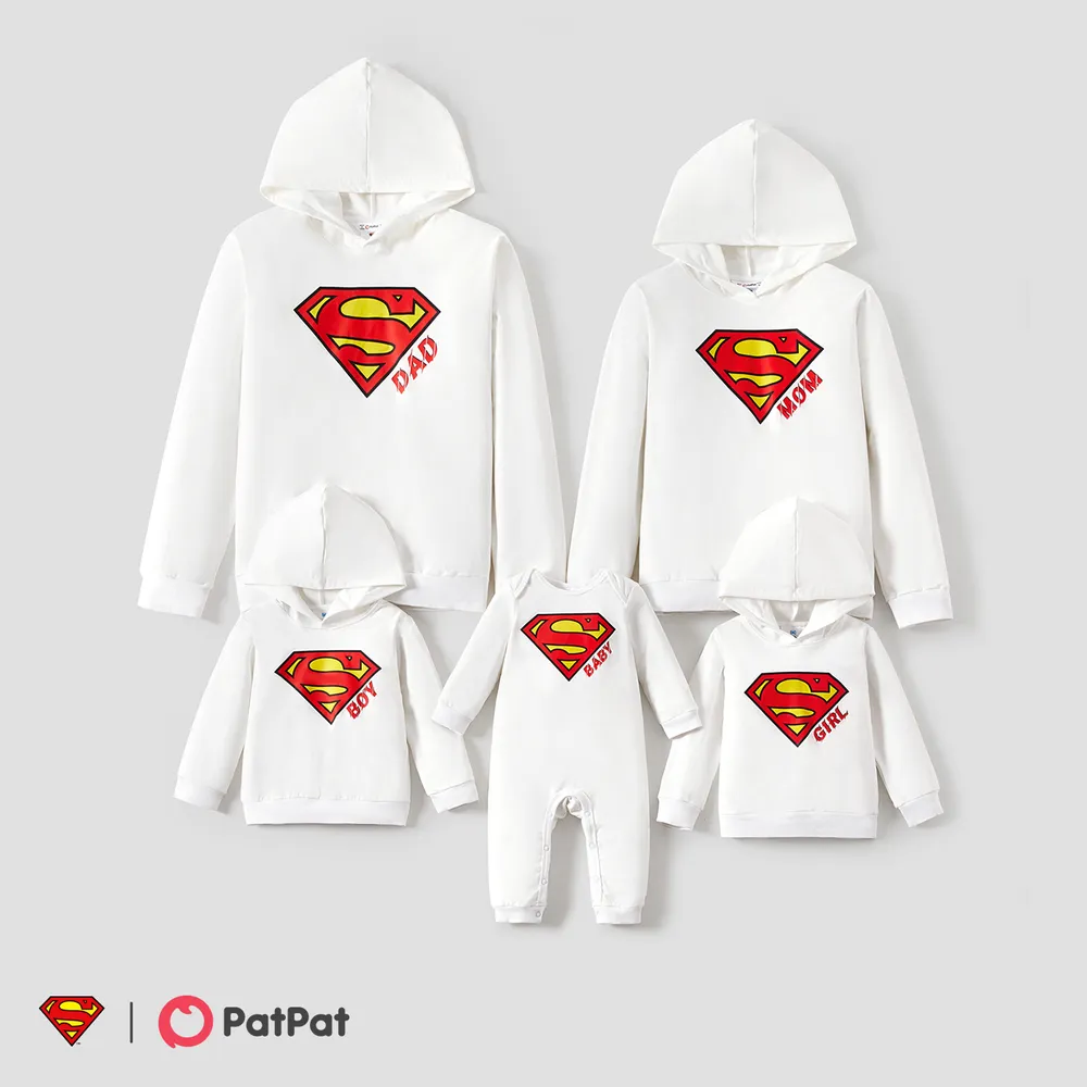 Superman Family Matching Cotton Long-sleeve Graphic Print White Hoodies  big image 5