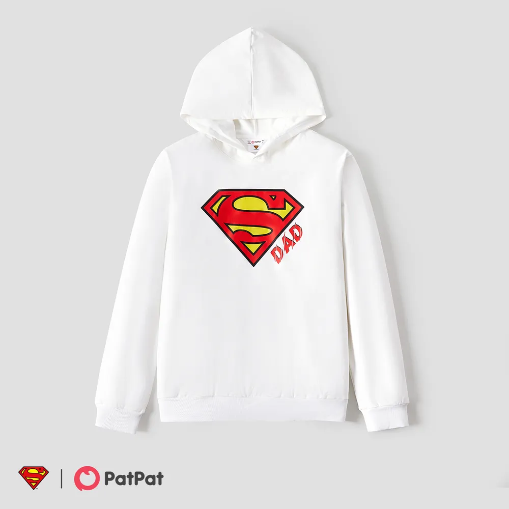 Superman Family Matching Cotton Long-sleeve Graphic Print White Hoodies  big image 17