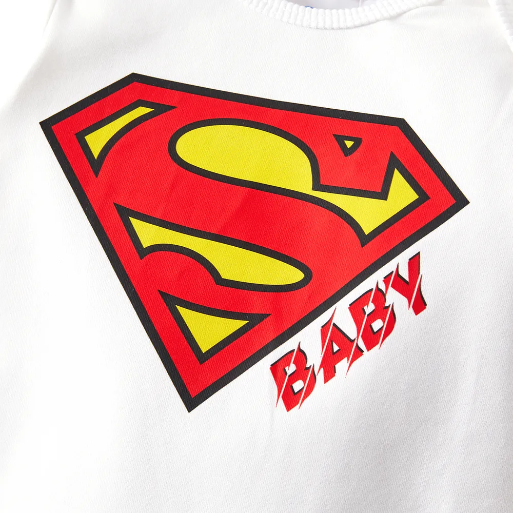 Superman Family Matching Cotton Long-sleeve Graphic Print White Hoodies  big image 2