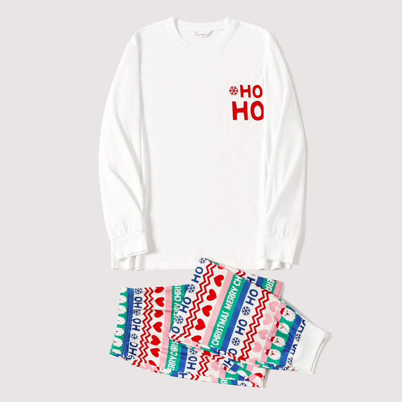 Christmas Family Matching Colorful Santa&Love All-over Print Naia Long-sleeve Pajamas Sets (Flame Resistant)
