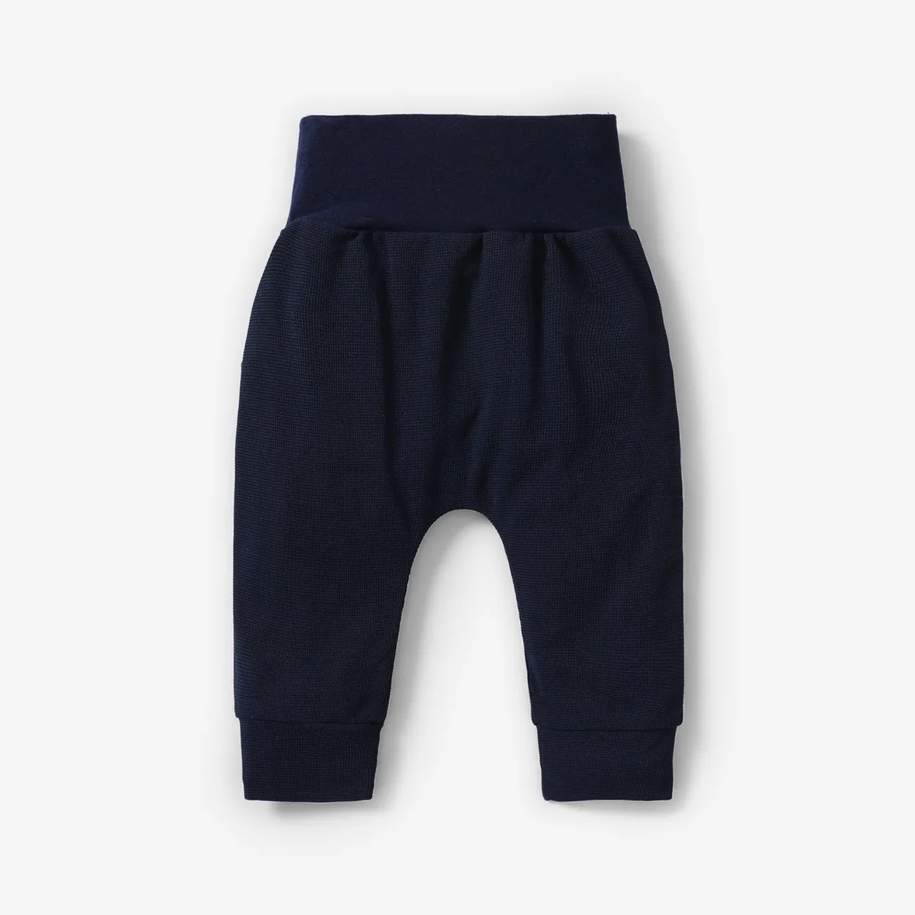 pantalon taille haute texturé gaufré solide pour bébé garçon/fille bleu tibétain big image 1
