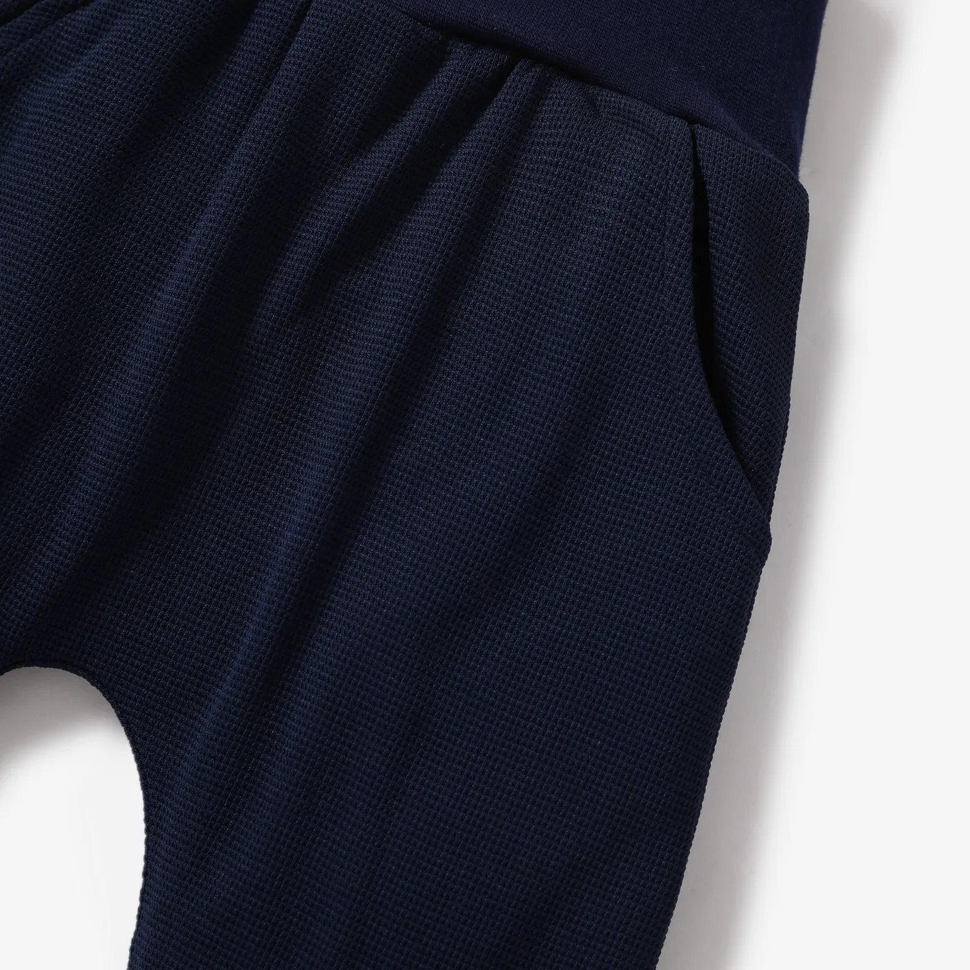 Baby Boy/Girl Solid Waffle Textured High Waist Pants Tibetanblue image 3