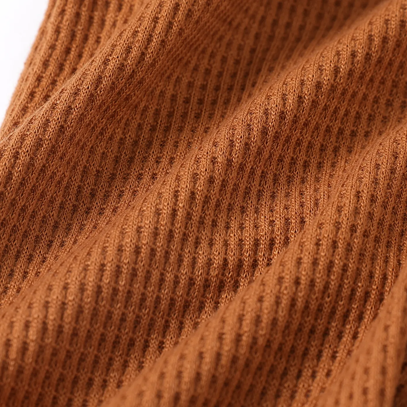 Baby Boy/Girl Letter Patch Detail Solid Waffle Pants Brown image 5