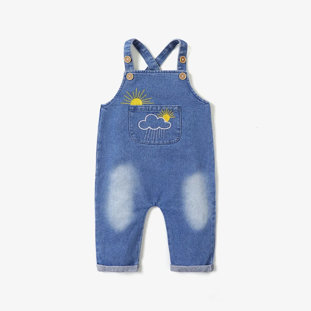 100% Cotton Baby Boy/Girl Embroidered Denim Overalls  big image 1