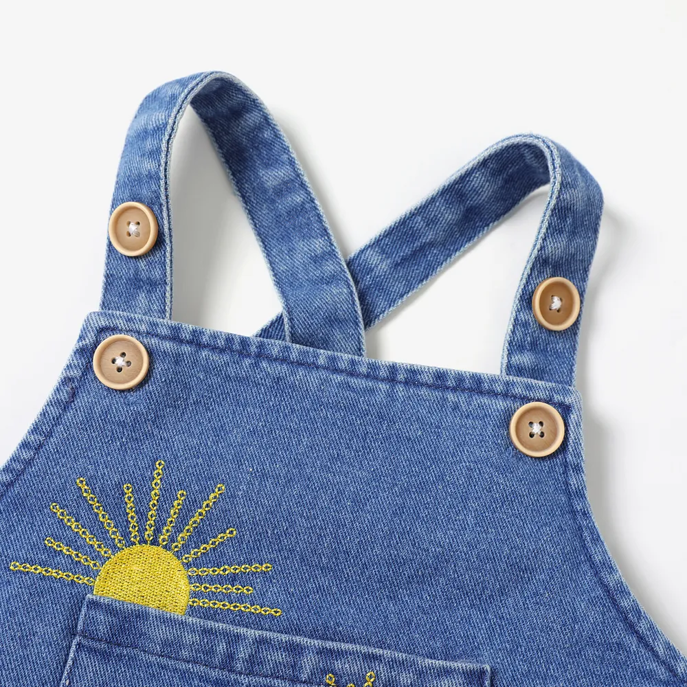 100% Cotton Baby Boy/Girl Embroidered Denim Overalls big image 3